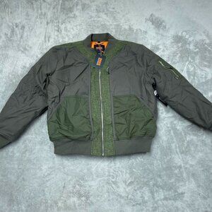 Bass Outdoor Hero Bomber Jacket Mens Large Canvas & Quilted Lining  Green S166